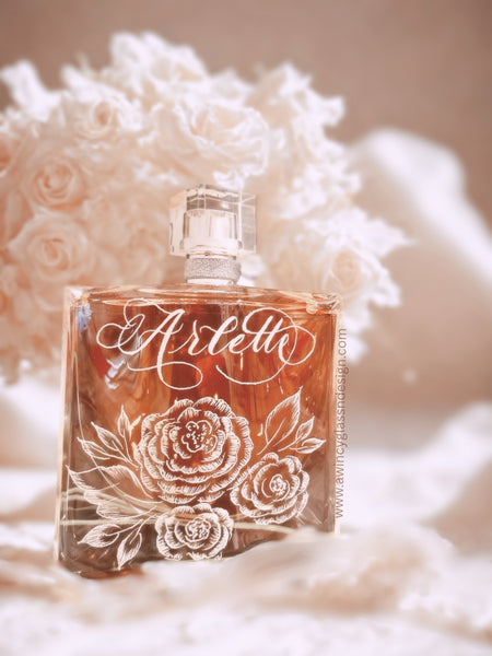 Perfume Bottle Engraving with Florals