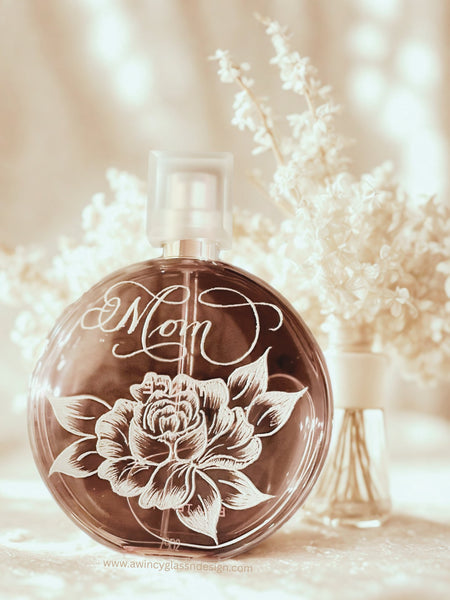 Perfume Bottle Engraving with Florals