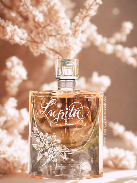 Perfume Bottle Engraving with Florals