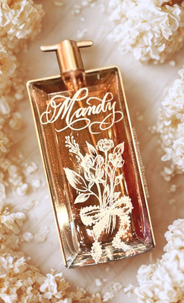 Perfume Bottle Engraving with Florals