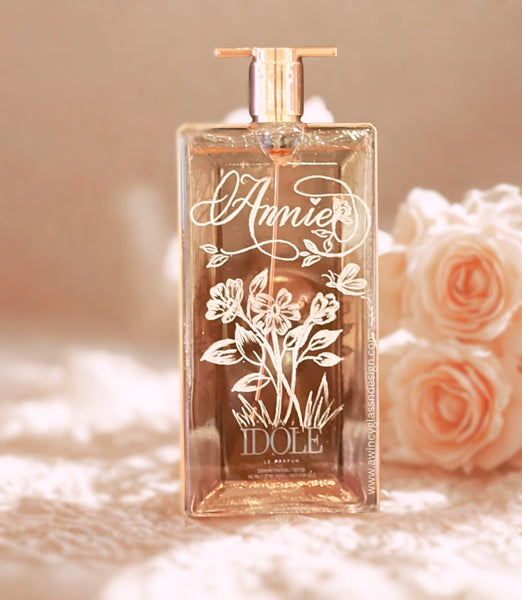 Perfume Bottle Engraving with Florals