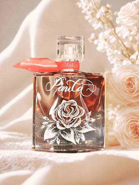 Perfume Bottle Engraving with Florals