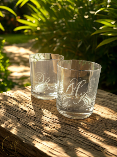 engraved whiskey glass set personalised initials