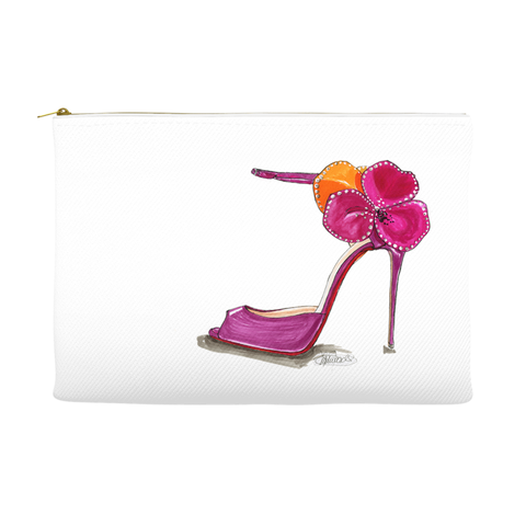Pink Satin Rose Sandal Accessory Pouches - A Wincy Glass N Design