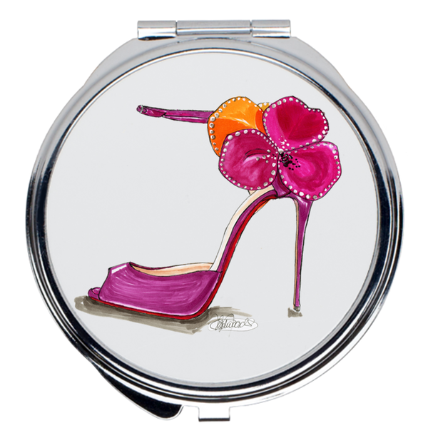 Pink Satin Rose Sandal Compact Mirrors - A Wincy Glass N Design