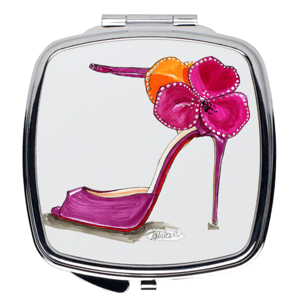 Pink Satin Rose Sandal Compact Mirrors - A Wincy Glass N Design