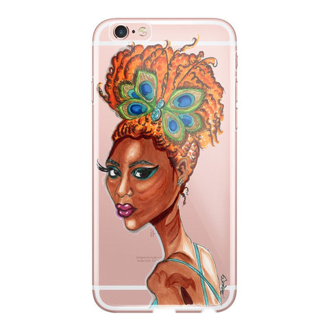 Peacock Butterfly Pinup Fashion Illustration Phone Case - A Wincy Glass N Design