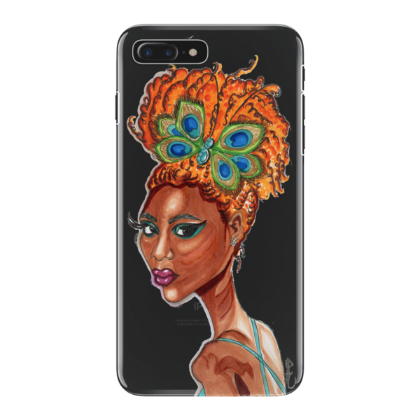 Peacock Butterfly Pinup Fashion Illustration Phone Case - A Wincy Glass N Design