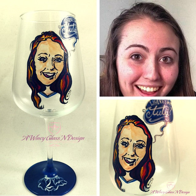Custom Caricature Hand Painted Wine Glass - A Wincy Glass N Design