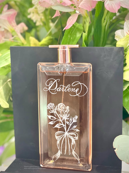 Perfume Bottle Engraving with Florals