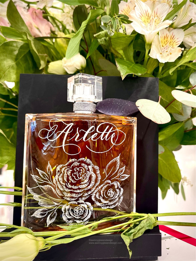 Perfume Bottle Engraving with Florals – A Wincy Glass N Design