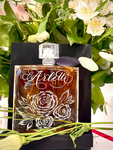 Perfume Bottle Engraving with Florals