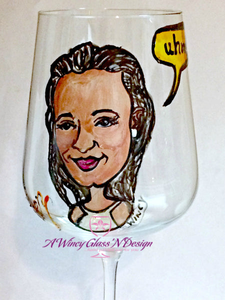Custom Caricature Hand Painted Crystal Wine Glass - A Wincy Glass N Design