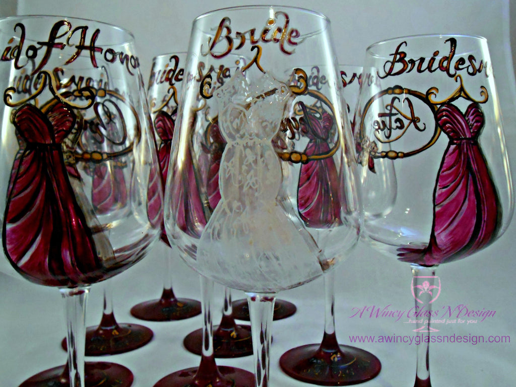 Wedding wine glasses best sale for bridesmaids