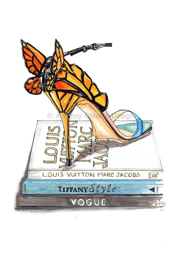 Butterfly Wing Sandal Fashion Illustration Art Print - A Wincy Glass N Design
