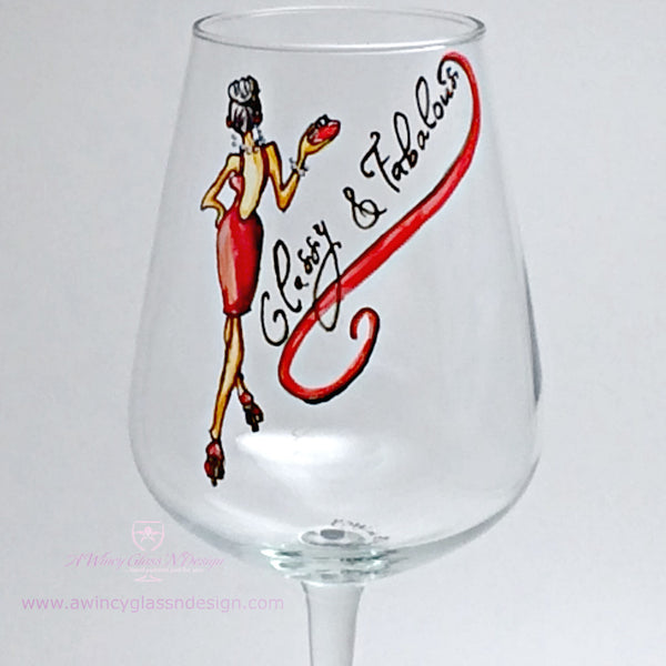 Classy & Fabulous Hand Painted Wine Glass - 1 Wine Glass - A Wincy Glass N Design