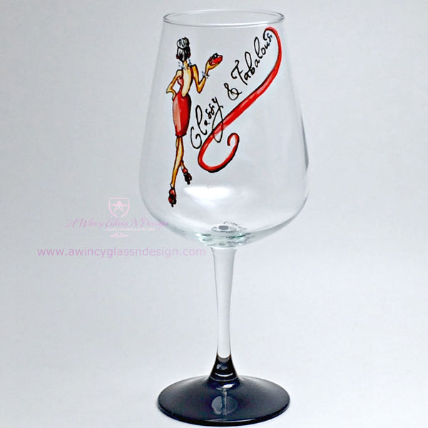 Classy & Fabulous Hand Painted Wine Glass - 1 Wine Glass - A Wincy Glass N Design