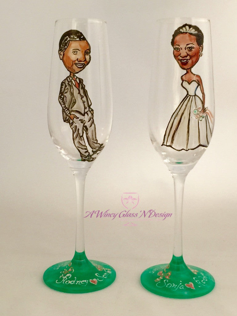 Custom Caricature Hand Painted Crystal Wine Glass – A Wincy Glass N Design