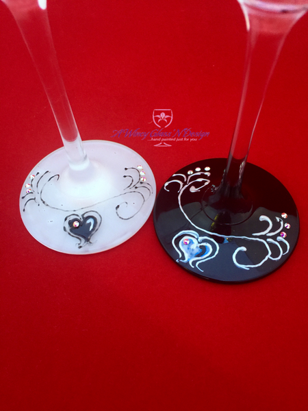Swarovski Crystals Wifey Hubby Wedding Glasses - A Wincy Glass N Design