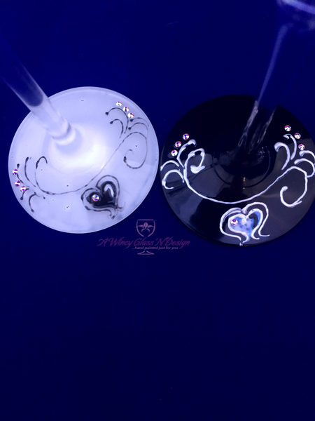 Swarovski Crystals Wifey Hubby Wedding Glasses - A Wincy Glass N Design