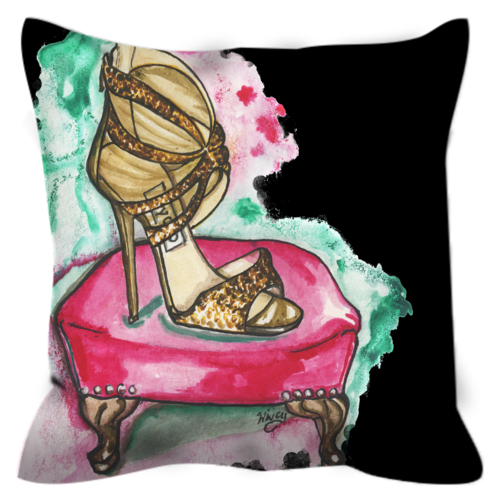 Glitter Sandal Throw Pillow - A Wincy Glass N Design