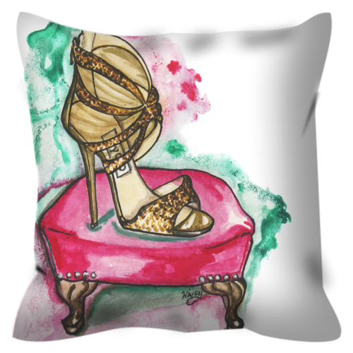 Glitter Sandal Throw Pillow - A Wincy Glass N Design