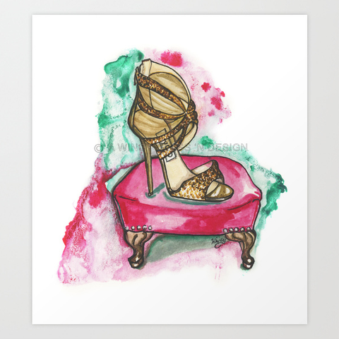 Glitter Sandal Fashion Illustration Print - A Wincy Glass N Design