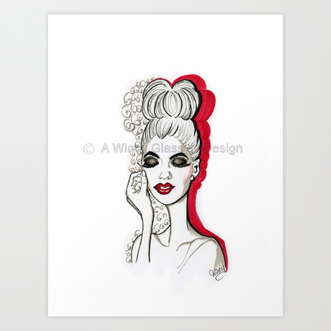 Miss Smokey Fashion Illustration Art Print - A Wincy Glass N Design