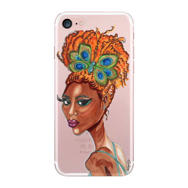 Peacock Butterfly Pinup Fashion Illustration Phone Case - A Wincy Glass N Design