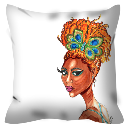 Peacock Butterfly Pinup Throw Pillow - A Wincy Glass N Design