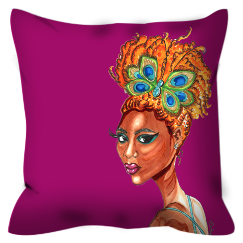 Peacock Butterfly Pinup Throw Pillow - A Wincy Glass N Design