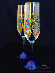 Peacock Design Tumblers Hand Electroplated Glasses celebration Glasses  water Glasses Cocktail Glasses Wedding Glasses Hand Crafted 