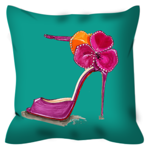 Pink Satin Rose Sandal Throw Pillow - A Wincy Glass N Design