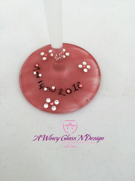 Swarovski Crystal Hand Painted Bridesmaids Wedding Glasses - A Wincy Glass N Design