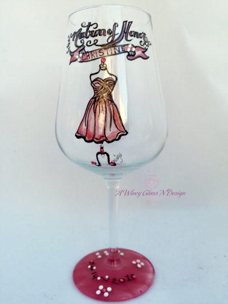 Swarovski Crystal Hand Painted Bridesmaids Wedding Glasses - A Wincy Glass N Design