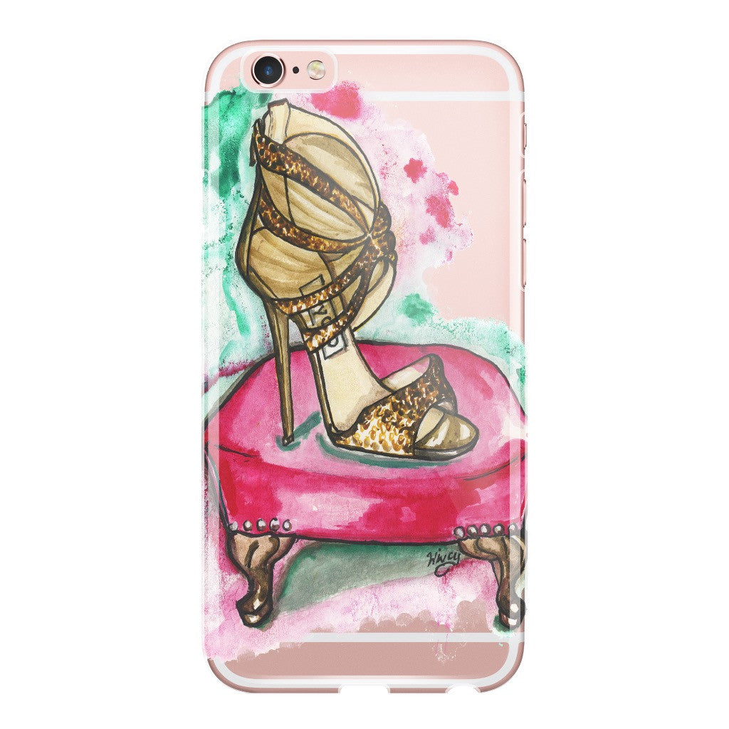 Glitter Sandal Fashion Illustrated Phone Case - A Wincy Glass N Design