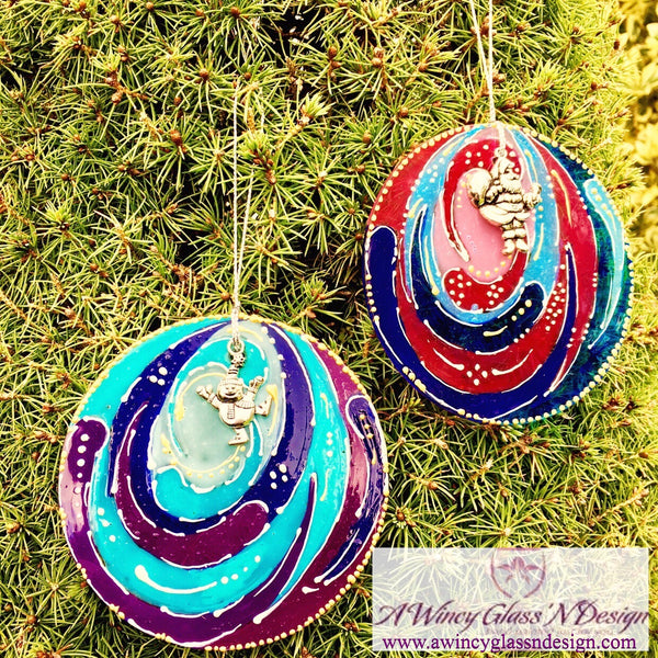 PRE-ORDER: Assorted Color Circles Hand Painted Glass Ornament Set - A Wincy Glass N Design